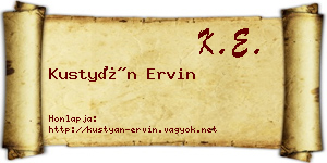 Kustyán Ervin névjegykártya